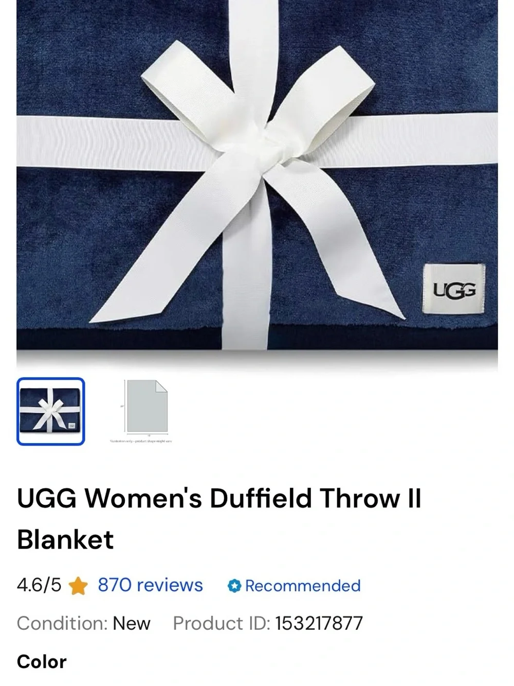 UGG DUFFIELD II THROW BLANKET THICK PLUSH INDIGO 50X70 MSRP $170 NWT!